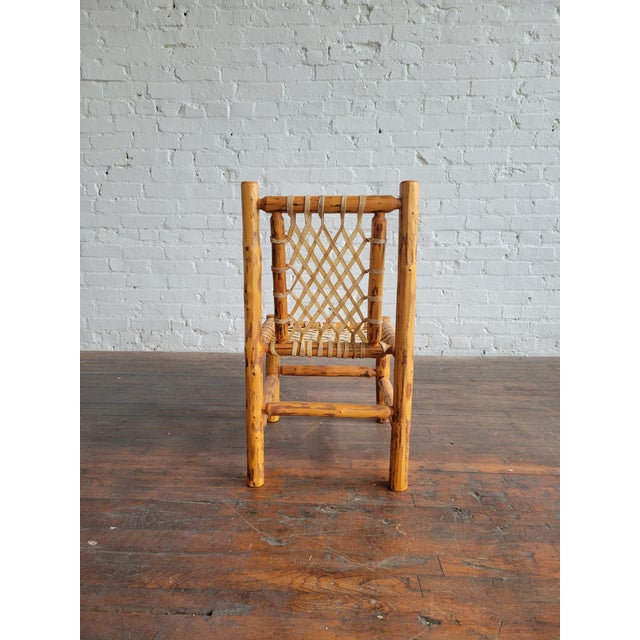 1940s Rustic Pine Log & Rawhide Side Chair For Sale In Raleigh - Image 6 of 15
