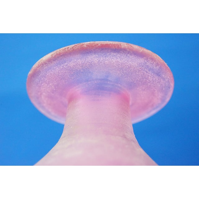 20th Century Blown Pink Glass Vase Bottle Worked with Acid from the Cenedese Glassworks, Italy, 1950s For Sale - Image 16 of 18