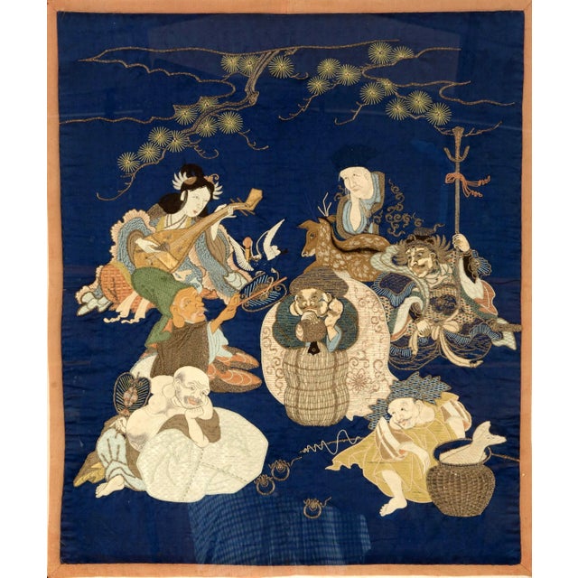 A Japanese Fukusa Panel with tassels displayed in a gilt frame circa Meiji Period. Fukusa is a traditional Japanese...
