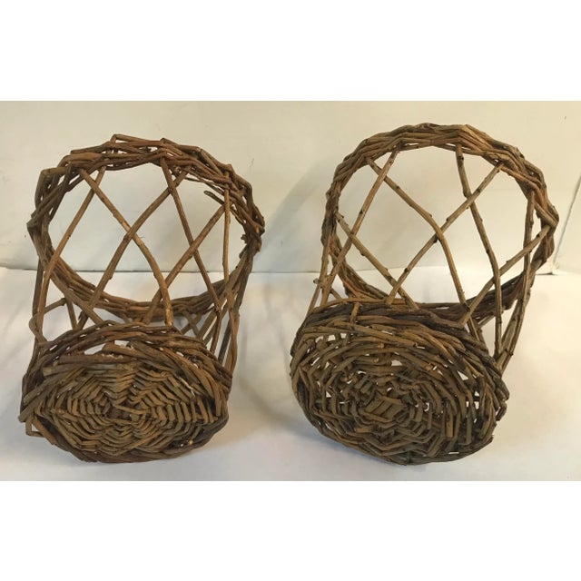 Mid 20th Century Vintage Wicker Planter Baskets - a Pair For Sale - Image 5 of 7