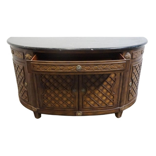 Collezione Europa Mahogany Traditional Neoclassical Revival 66" Demilune Buffet W. Granite Top For Sale In Kansas City - Image 6 of 13