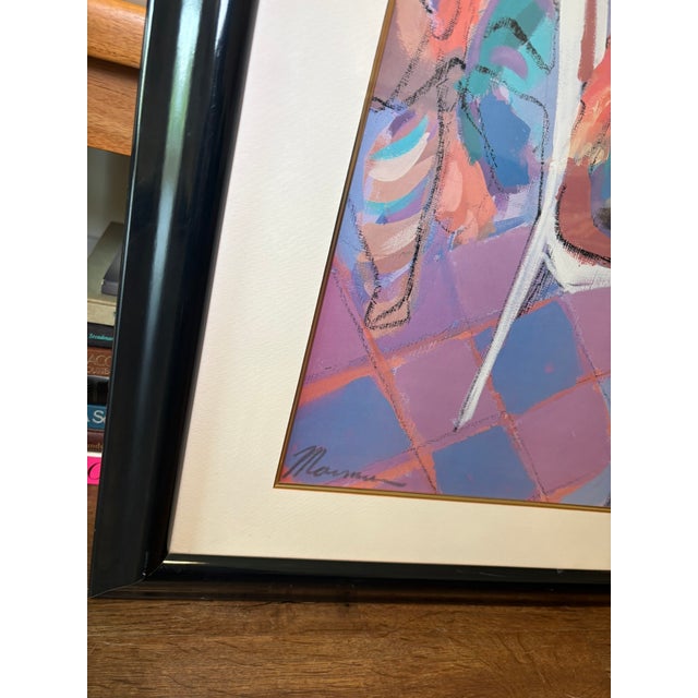 Late 20th Century Vintage Framed Isaac Maimon Corner Cafe Figurative Lithograph Art For Sale - Image 5 of 16