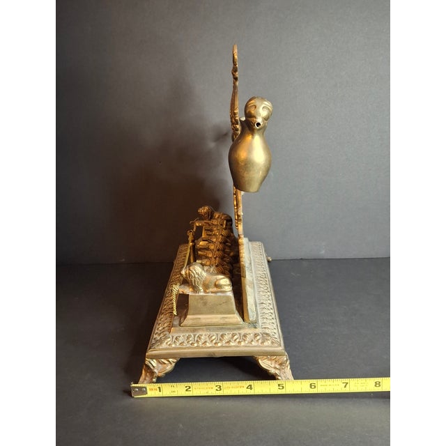 Antique European Brass Lion Menorah Rare 19th Century Hinged Oil Lamp Hanukkah Chanukiah Judaica For Sale - Image 4 of 18