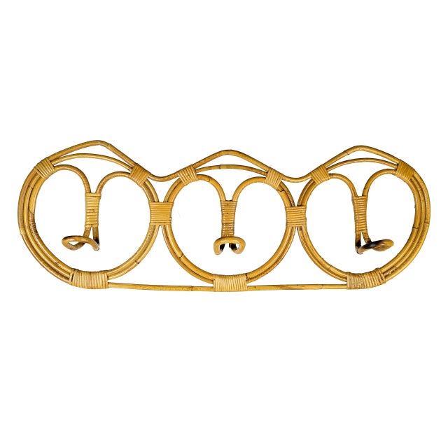Wood Vintage Italian Rattan Coat Hook attributed to Franca Helg, 1960s For Sale - Image 7 of 7