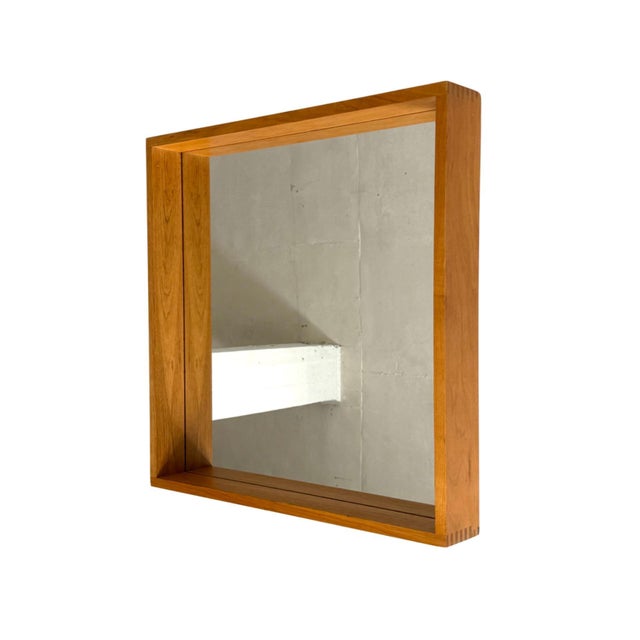 Glass Vintage Oak Mirror, 1970s For Sale - Image 7 of 7