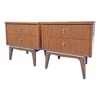 Mid Century Modern Vintage Pair Nightstands or Side End Tables in Albert Parvin Style Design For Sale