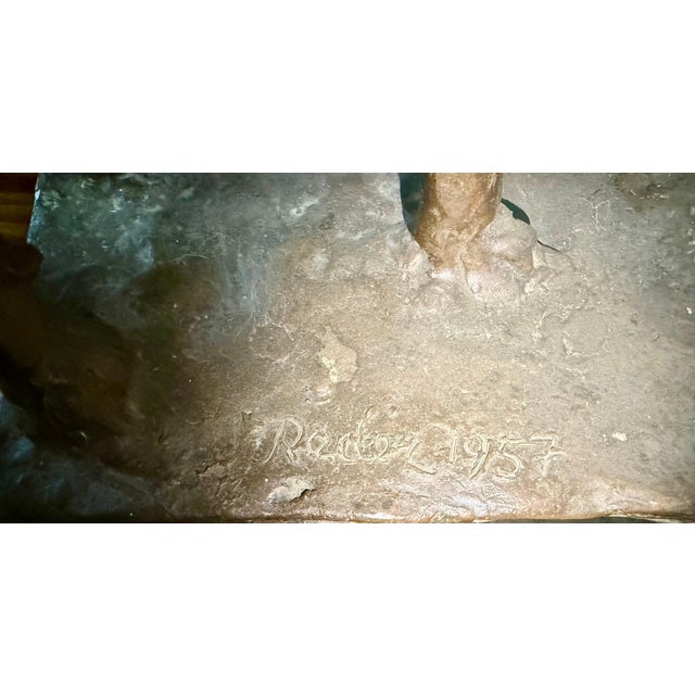 Metal Bernard Reder, Rare Large Modernist Bronze Sculpture Woman with Bull Bernard Reder, 1957 For Sale - Image 7 of 10