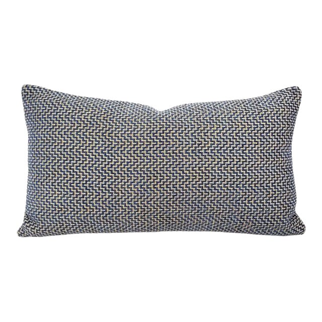 F. Schumacher Orwell in Lapis Lumbar Pillow Cover - 11" X 20" For Sale