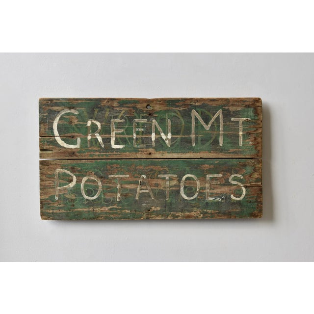 American Vintage Green Mt Potatoes Hand Painted Two-Board Sign, Circa 1930s For Sale - Image 3 of 11