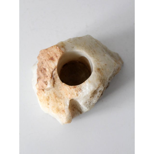 White Vintage Onyx Stone Candle Holder For Sale - Image 8 of 10