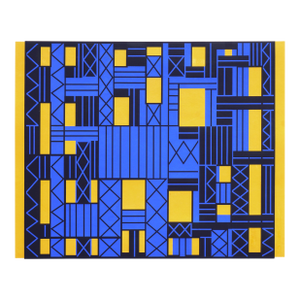 Abstract Geometric Screen Print -- "Construction Over Yellow Sky" by Margo Hoff