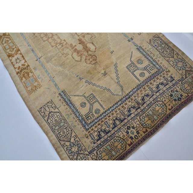 Tan Vintage Turkish Rug, Japandi Style Neutral Area Rug For Sale - Image 8 of 10