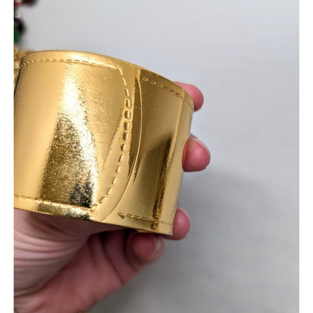 Vintage 1980s Signed Monet Wide Goldtone Cuff Bracelet For Sale - Image 10 of 14