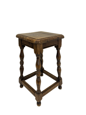 Early 20th Century French Rustic Oak Stool, 1920s