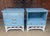 Mid-Century Modern Chic Vintage Palm Beach Regency Ficks Reed Attributed Faux Bamboo Rattan Nightstands - Newly Painted French Blue With White Lattice Base - A Pair For Sale - Image 3 of 11