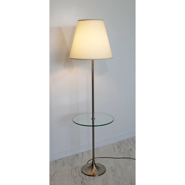 Mid Century Modern Laurel Style Brushed Aluminum Floor Lamp Glass