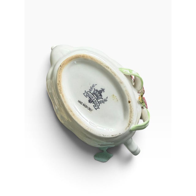 Vintage Kaldun & Bogle Hand-Painted Floral Teapot With 3d Pansies For Sale In Portland, ME - Image 6 of 6