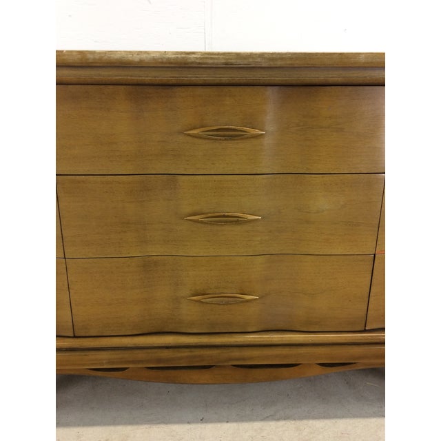 Brown Mid Century Modern Lowboy Dresser With Brass Hardware For Sale - Image 8 of 12