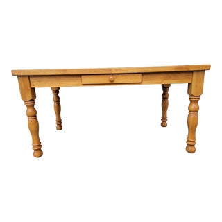 1980s Vintage Pine Wood Desk For Sale