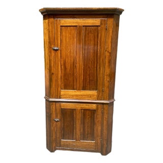19th-Century Amish Blind Door Pine Corner Cupboard For Sale