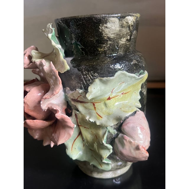 Late 19th Century Edouard Gilles Barbotine Majolica French Vase, C. 1880's For Sale - Image 5 of 18