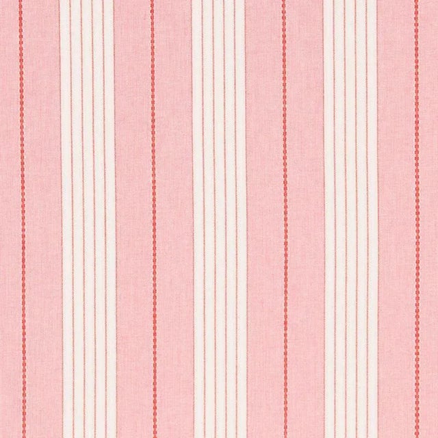 Sample - Schumacher Audrey Stripe Fabric in Pink & Red For Sale