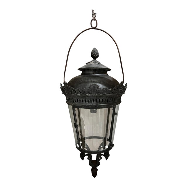 18th Century Venetian Large Bronze Lantern W/ Neoclassical Bronzework For Sale