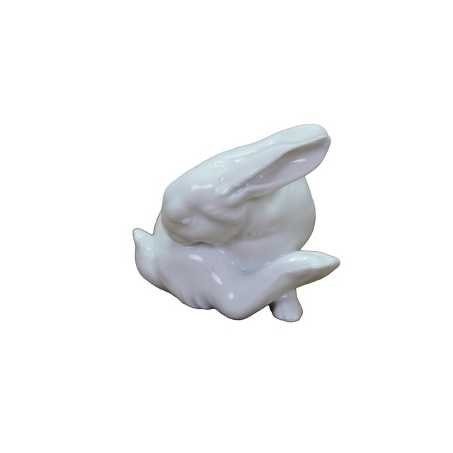 Art Deco Antique Art Deco Austrian Augarten Wien Porcelain Preening Rabbit Figurine 3.5" For Sale - Image 3 of 14