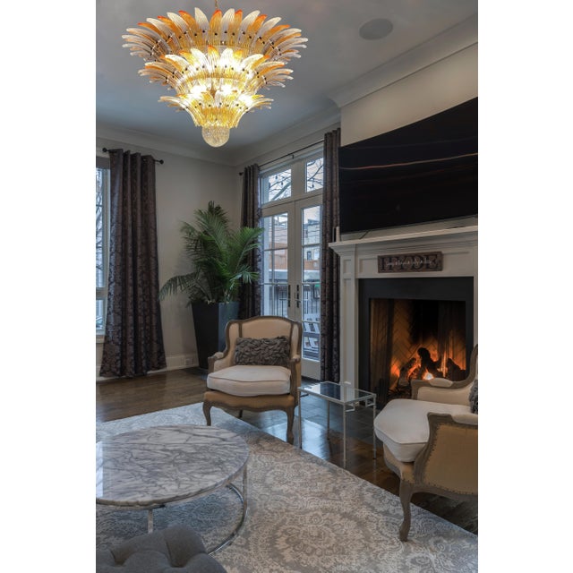 Palmette Ceiling Light with 104 Clear and Amber Glasses, 1980s For Sale - Image 9 of 18