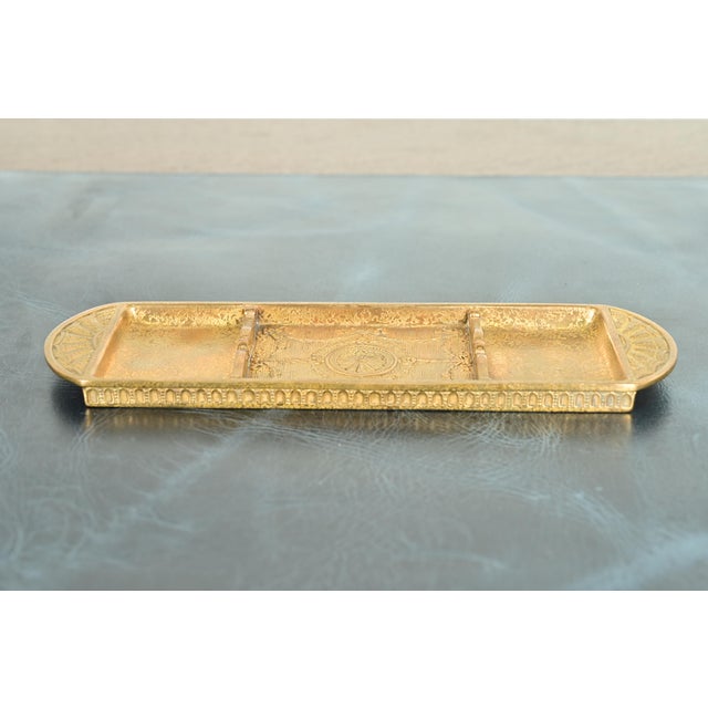 A gorgeous antique Arts & Crafts or Art Deco period gilt bronze Neoclassical or Adam style pen tray, desk tray, or ashtray...