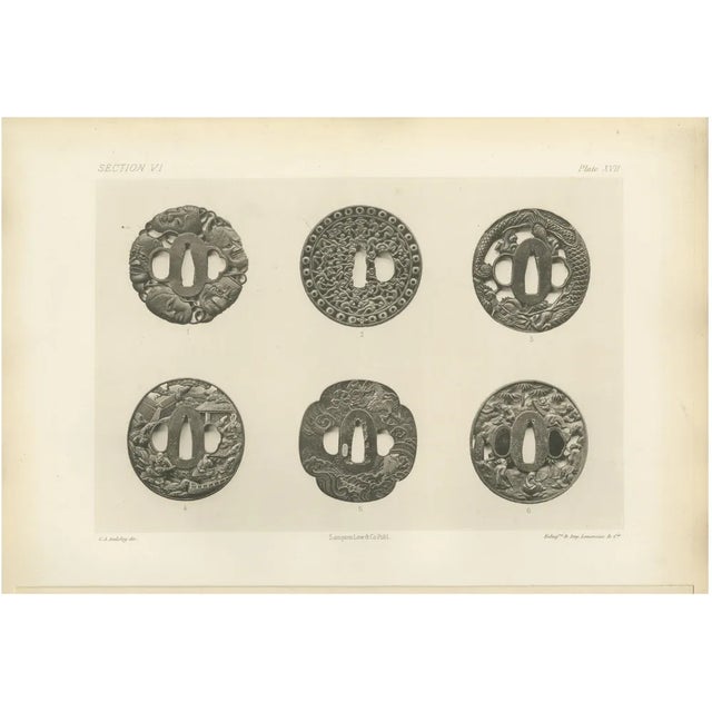 Tsuba with Narrative and Symbolic Motifs, 1884, Paper For Sale