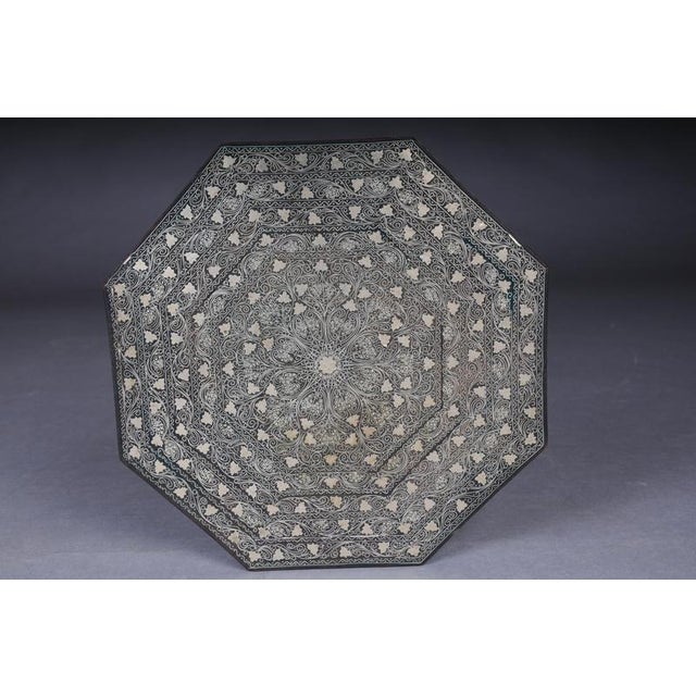 Antique Side Table with Brass Inlays, 1880s For Sale - Image 10 of 18