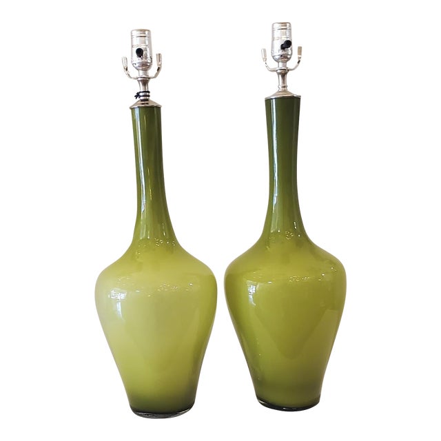 1990s Green Glass Table Lamps For Sale