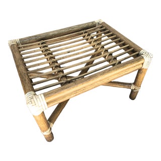 Vintage McGuire Rattan Ottoman Frame Pecan Finish For Sale