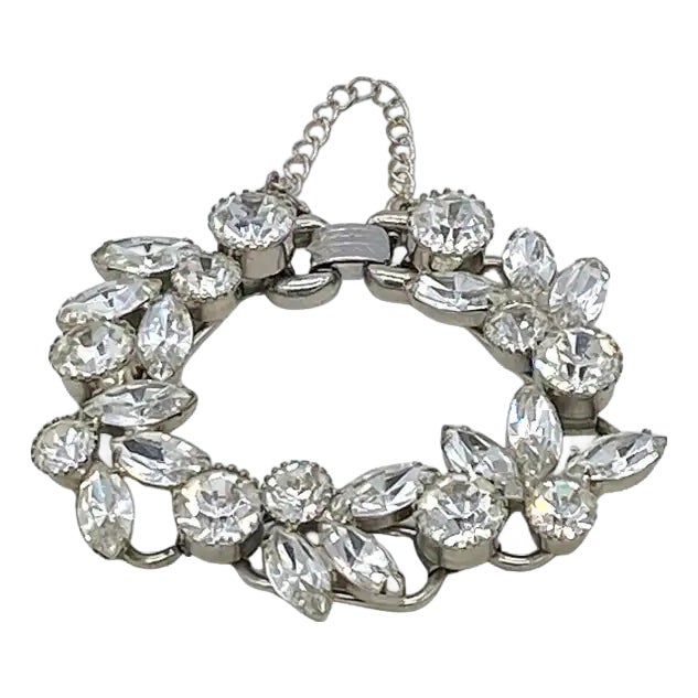Vintage Juliana Clear Rhinestone Linked Bracelet Perfect for Weddings For Sale