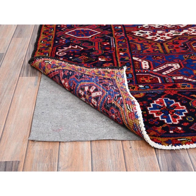 Red 1960 10'x12'9" Berry Red Pure Wool Tribal Weaving Vintage Persian Heriz Oriental Rug For Sale - Image 8 of 12