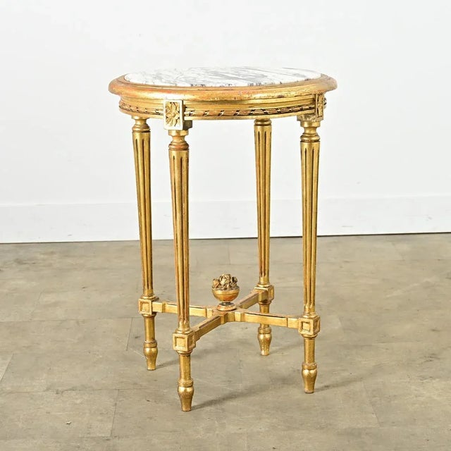 Wood French 19th Century Louis XVI Style Gilt Guéridon For Sale - Image 7 of 10
