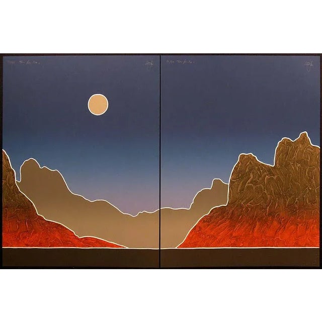 1970s Contemporary Peter Keefer "Taos for Ira" Diptych of 2 Signed Collagraph Etchings For Sale - Image 5 of 5
