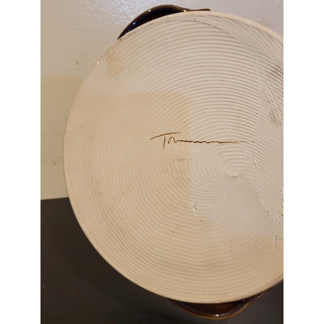 1970s Art Pottery Oval Handled Serving Dish For Sale In San Francisco - Image 6 of 9