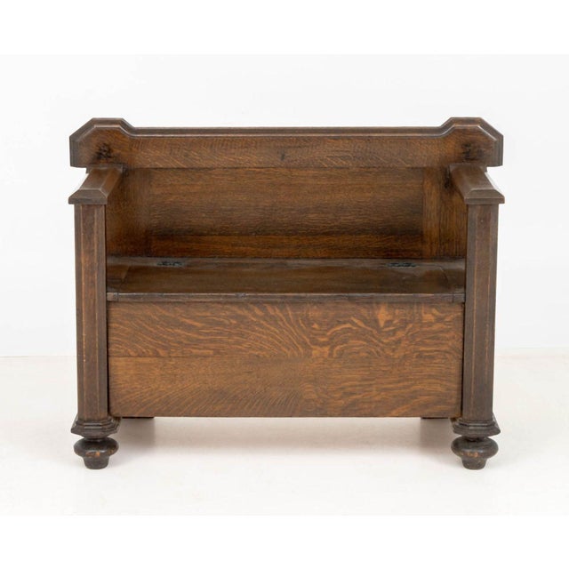 Arts & Crafts Oak Hall Bench, 20th C. For Sale - Image 4 of 7