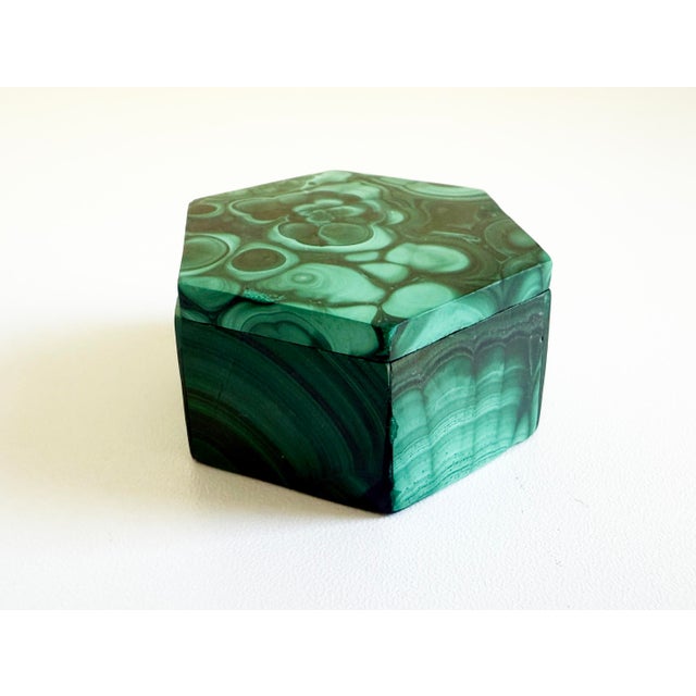 Malachite Hexagonal Ring Box For Sale - Image 4 of 7