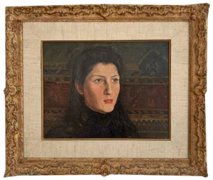 Charles Alexandre Mairet, Portrait de jeune femme, Oil on Cardboard, Framed