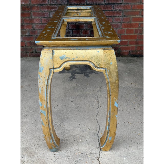 Vintage Palm Beach Regency Chinoiserie Light Blue Parcel Gilt Ming Style Console Table -Newly Painted For Sale - Image 12 of 18