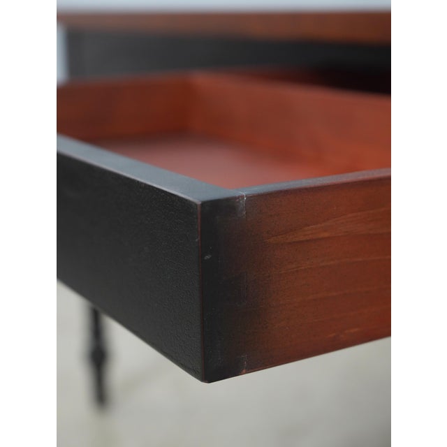 1990s Country 1 Drawer Cherry Dining Room Table W. Black Legs For Sale - Image 4 of 17