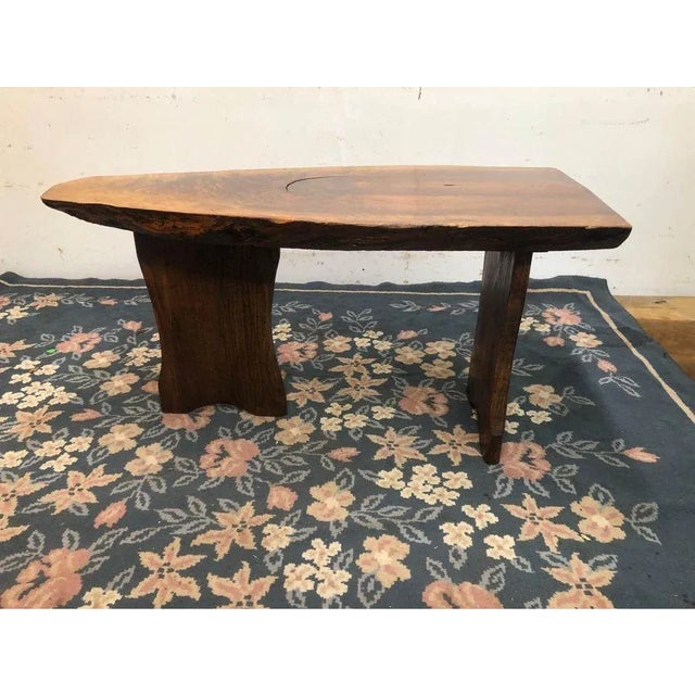 Wood 1970s Mid Century Trunk Wood Ree Edge Cocktail Coffee Table Bench For Sale - Image 7 of 14