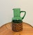 Green Vintage Green Blown Glass Pitcher With Wicker Basket Wrap – Possibly Empol For Sale - Image 8 of 13