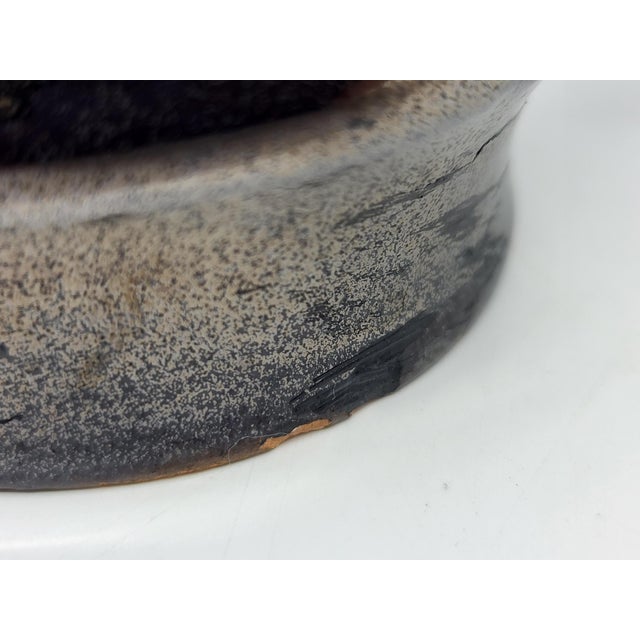 Vintage Vase with Handles in Metallic Black Ceramic from Jean Austruy, France, 1950s For Sale - Image 10 of 12