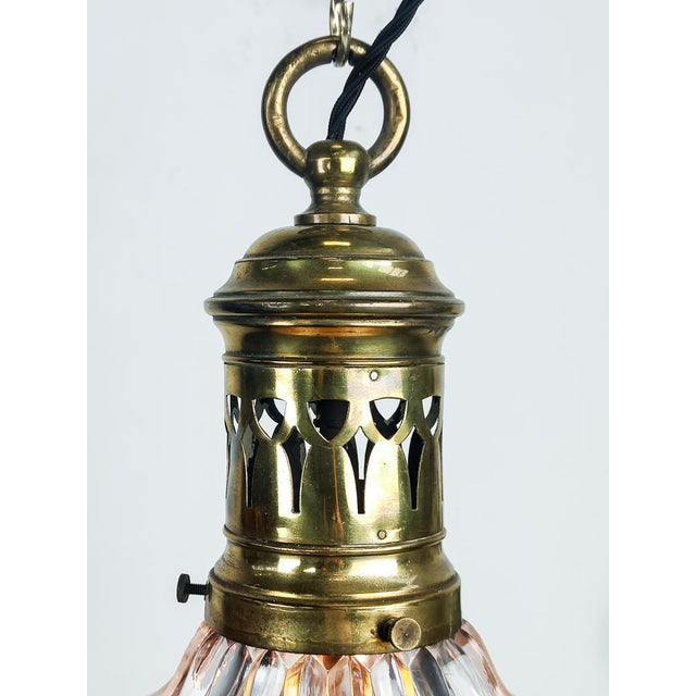 Antique Dutch 2 Part Glass Holophane Stiletto Pendant Light, 1890s For Sale - Image 5 of 9