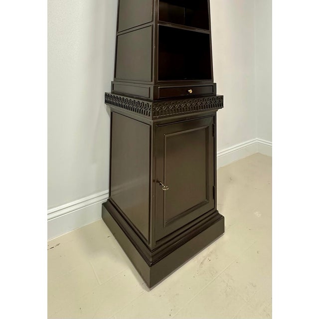 Neoclassical Baker Stately Homes Ebonized Egyptian Revival Obelisk Étagère For Sale - Image 3 of 12