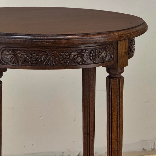Antique French Louis XVI Style Hand Carved Walnut Guéridon ~ Side Table For Sale - Image 12 of 17
